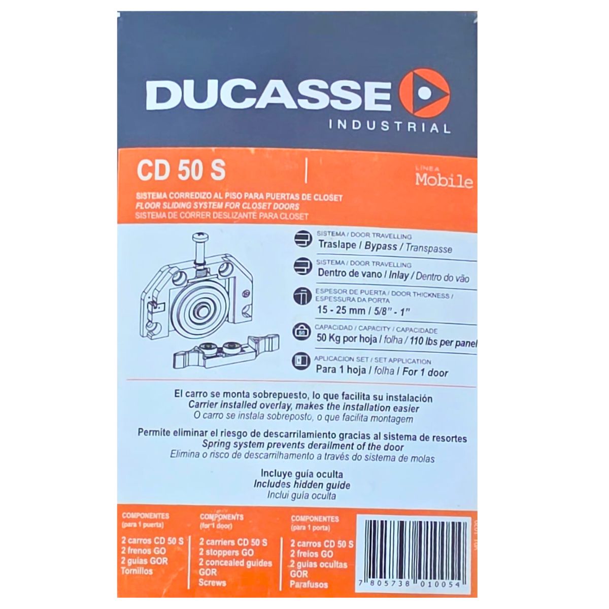 Sistema Corredizo CD-50 S Ducasse para Puertas de Madera Deslizamiento Suave - Image 2